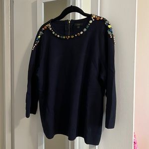 Jeweled J Crew sweater in navy - Size XL